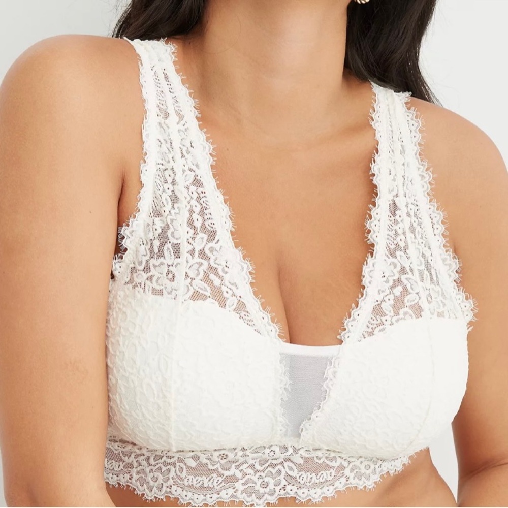 New Aerie Bralette XS eyelash lace padded plunge